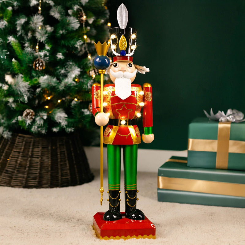 Deluxe In Lit Metal Christmas  Hand Painted Nutcracker 80cm