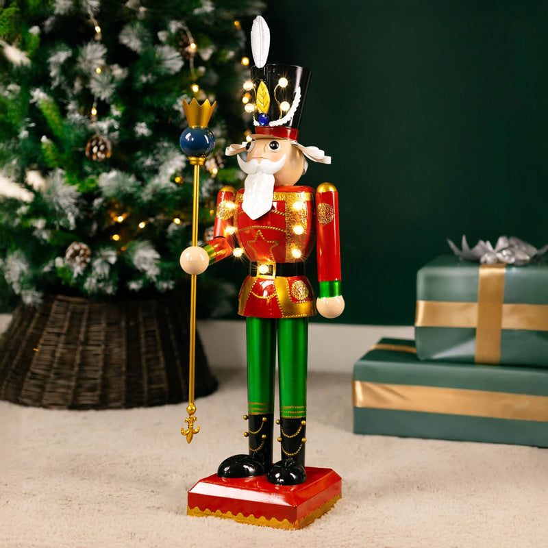 Deluxe In Lit Metal Christmas  Hand Painted Nutcracker 80cm