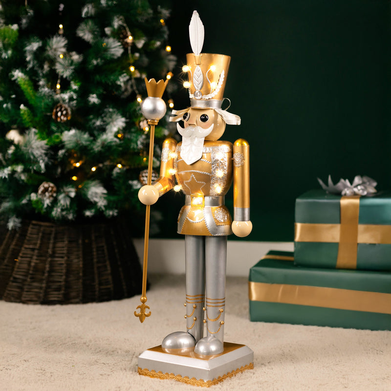 Large Gold LED Christmas Nutcracker