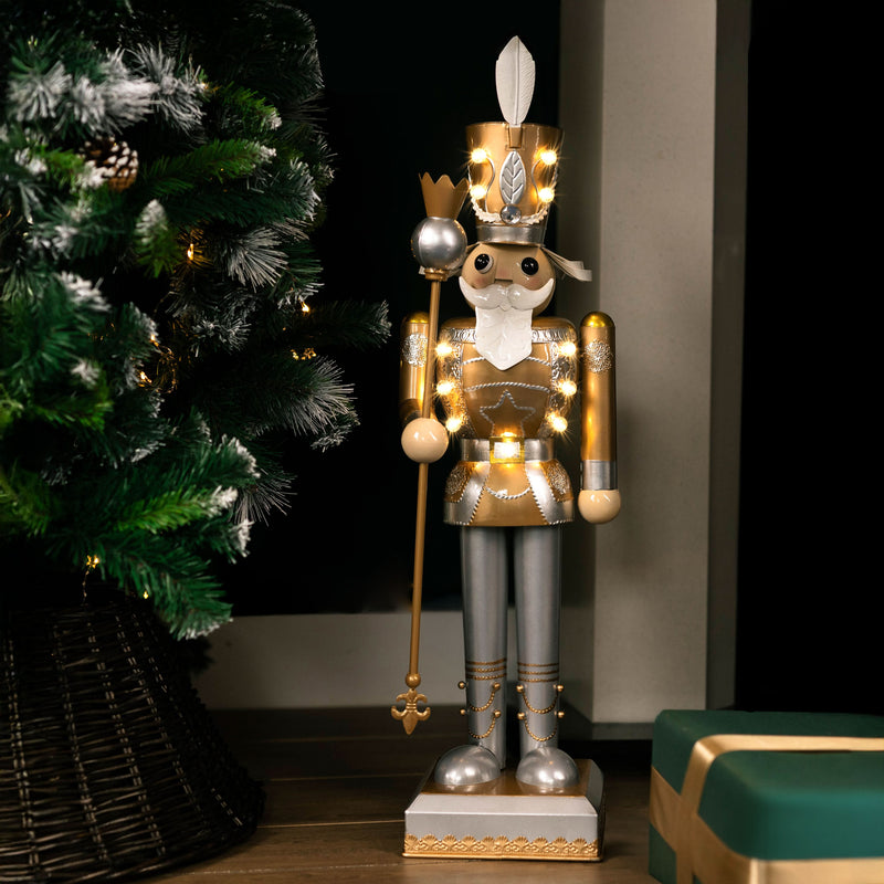 Large Gold LED Christmas Nutcracker
