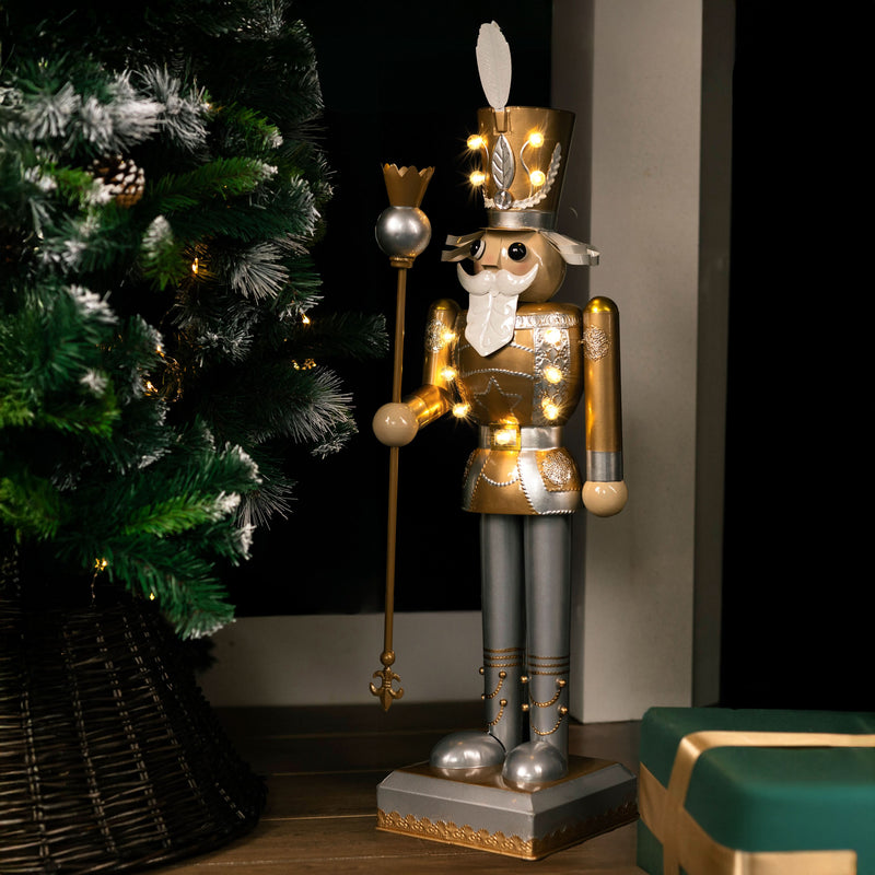 Large Gold LED Christmas Nutcracker