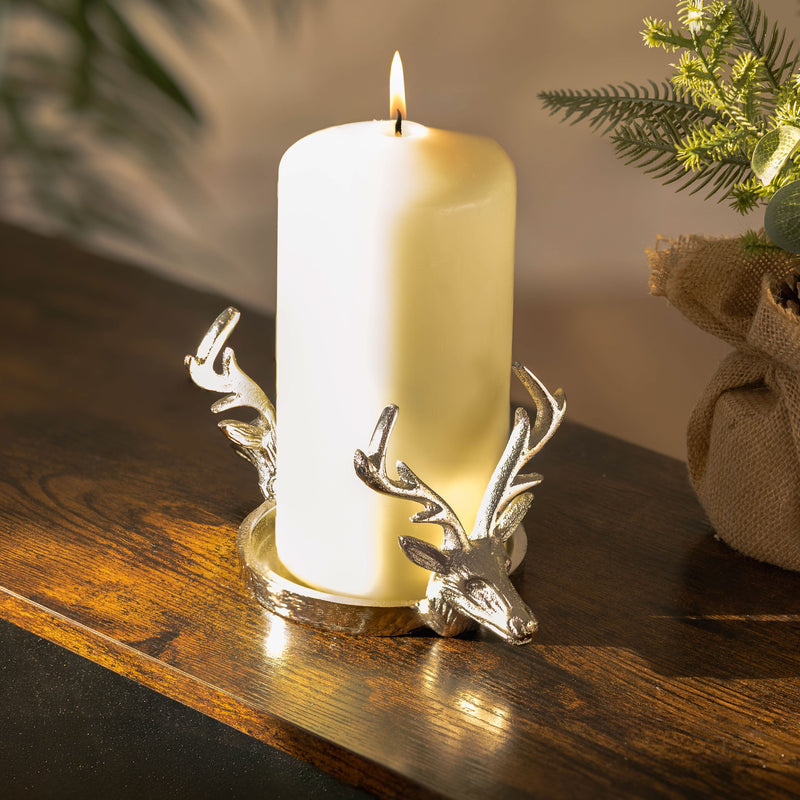 Dual Reindeer Head Candle Holder