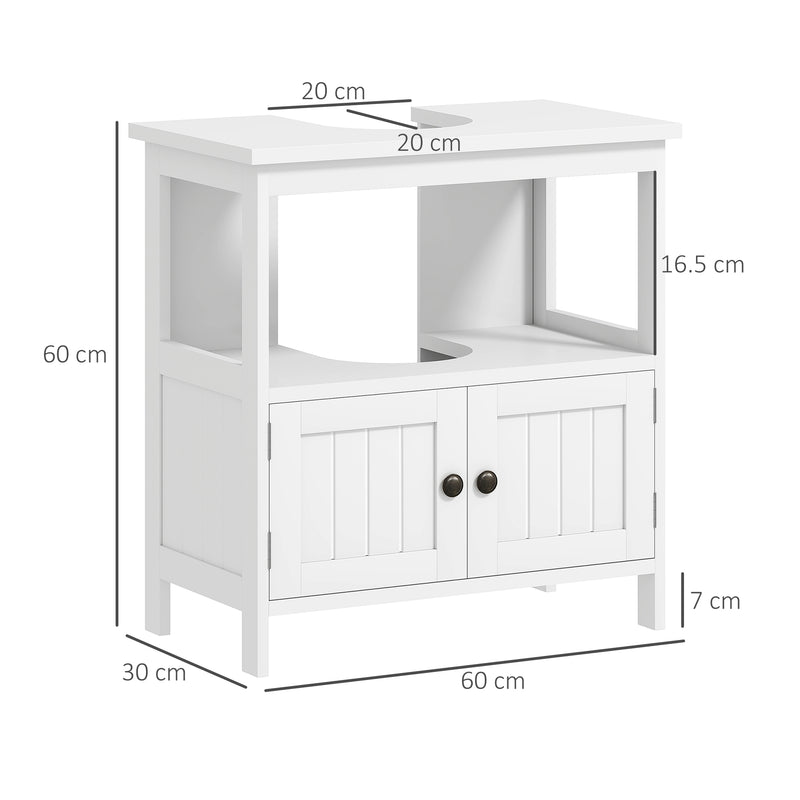 kleankin Bathroom Pedestal Under Sink Cabinet  Storage Shelves, Door, White