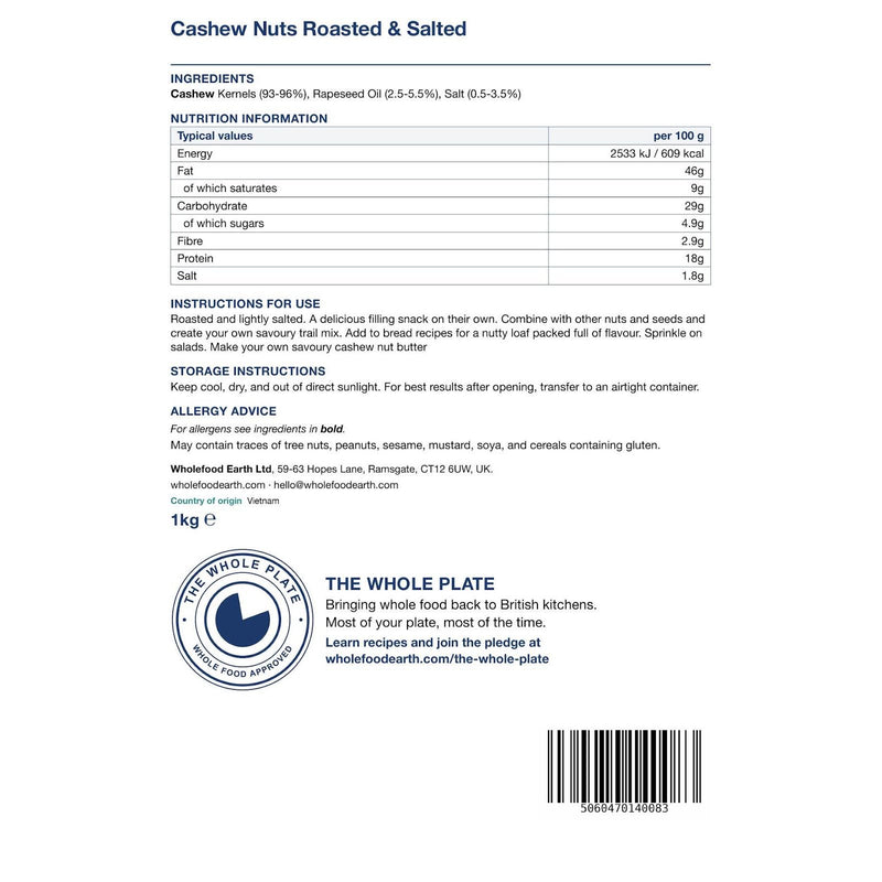 Cashew Nuts, Roasted & Salted
