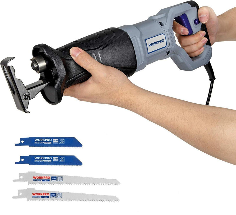 Reciprocating Saw 710W Corded 2800 RPM 4 Blades Wood Metal Cutting WORKPRO