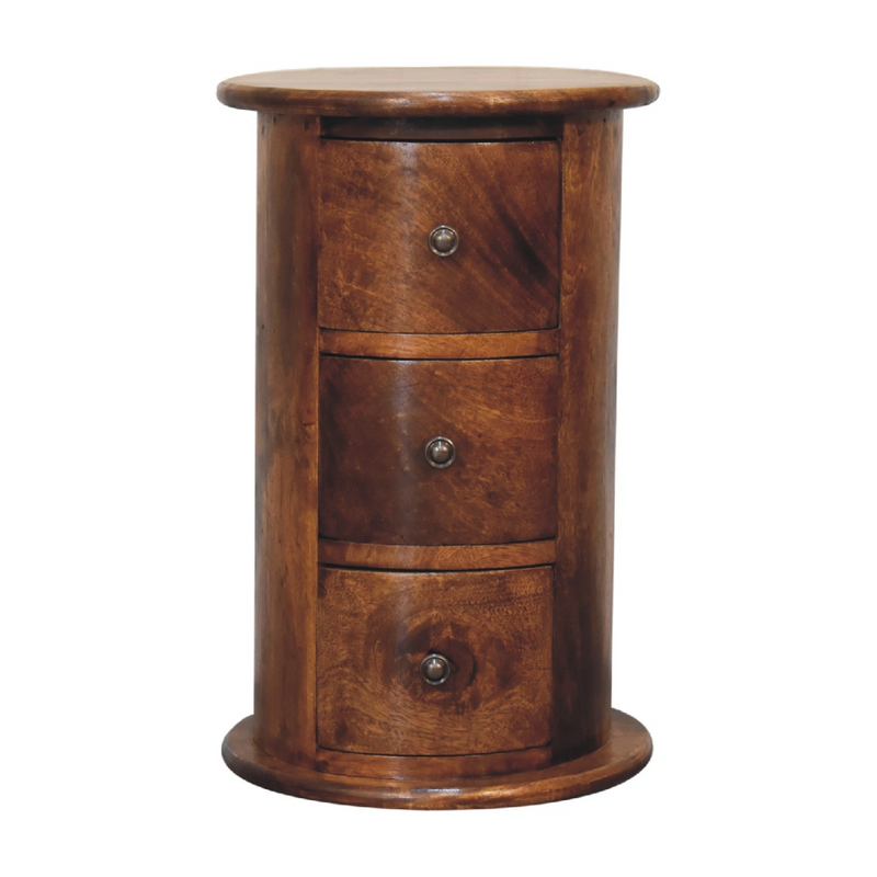 Artisan Furniture Solid Mango Wood Mini Chestnut Drum Chest