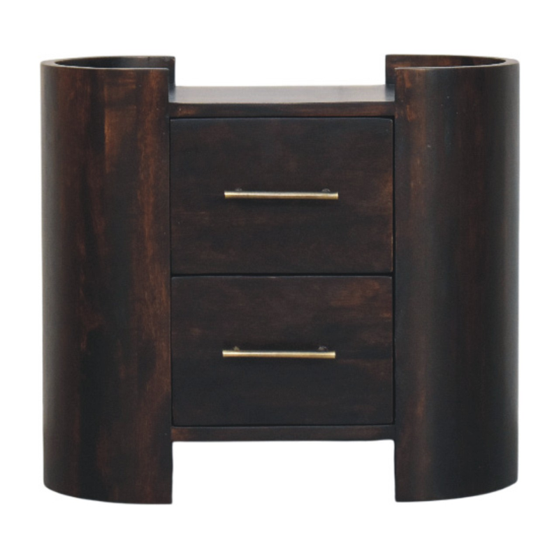 Artisan Furniture Solid Wood Valencia Two-Drawer Bedside Table, Dark Brown