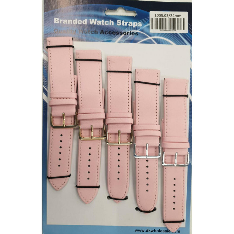 Leather Pink Watch Straps Pk5 size 24mm 1005.03