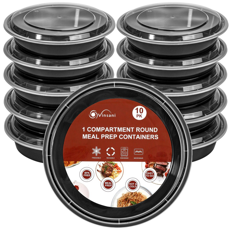 VINSANI ROUND 1 COMPARTMENT MEAL PREP CONTAINERS 1010426 X 3