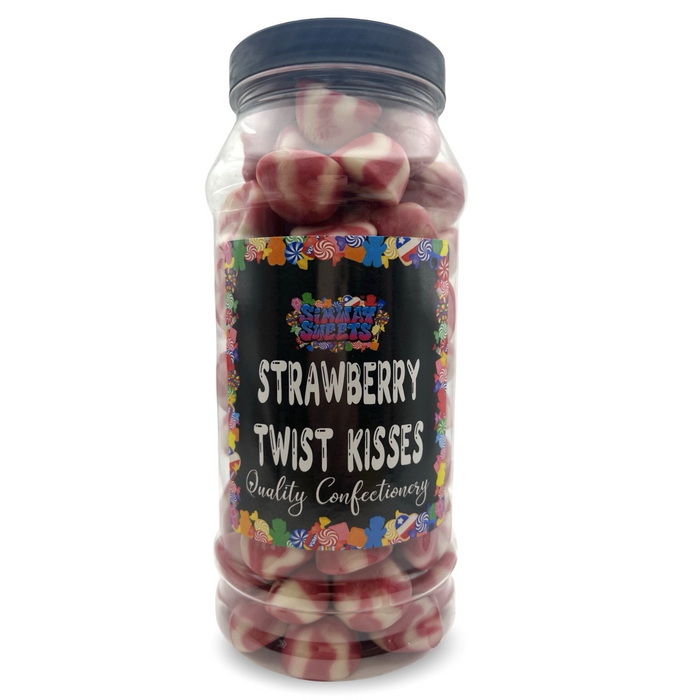 Strawberry Twist Kisses Jelly Gummy Retro Sweets Gift Jar - 735g