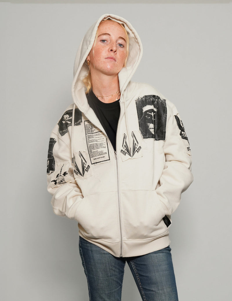 ST Multipatch Zip Hoodie in Ecru