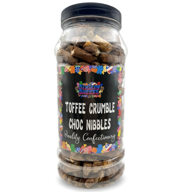Toffee Crumble Flavour Choc Nibbles Retro Sweets Gift Jar - 580g