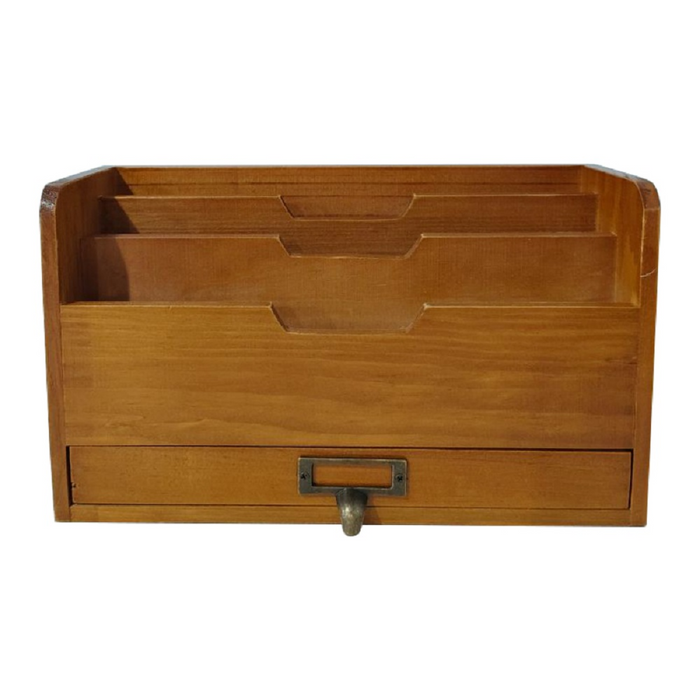 Letter Rack Document Rack Wooden Office Shelf Post Tray Desk Organiser ...