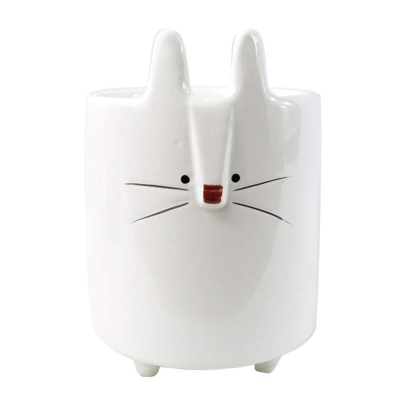 15cm Ceramic White Rabbit Pen Pot Holder