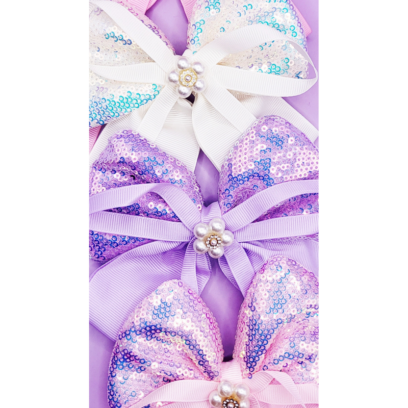 Pearl Sparkly Hair Bow Clip Slide Bows Pack of 12