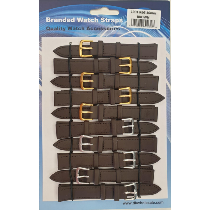 Brown Leather Watch Straps Pk10 size 14mm 1001BK