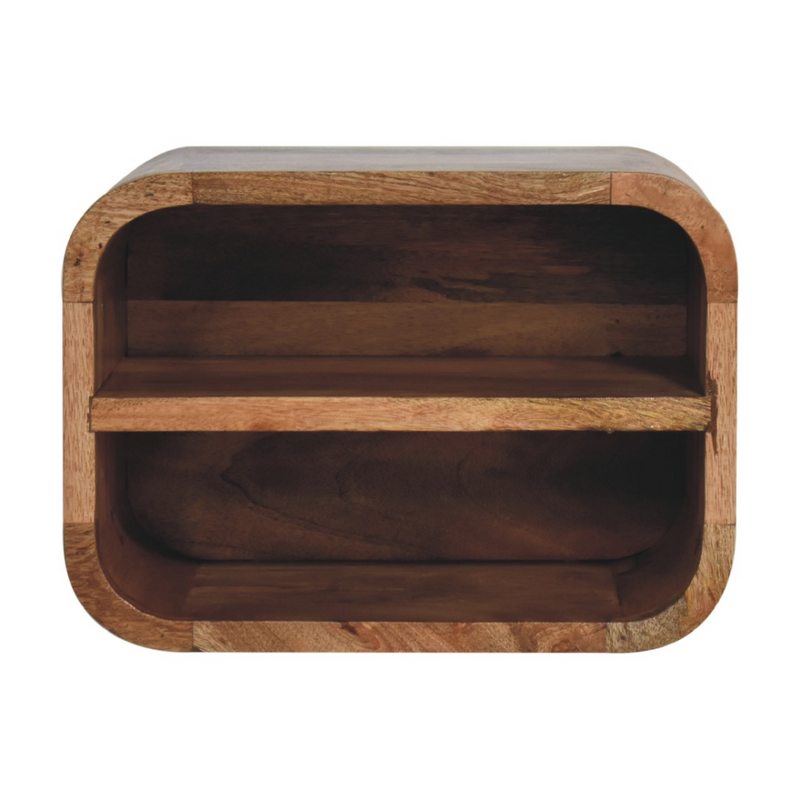 Artisan Furniture Solid Wood Oak-ish Floating Open Curve Bedside