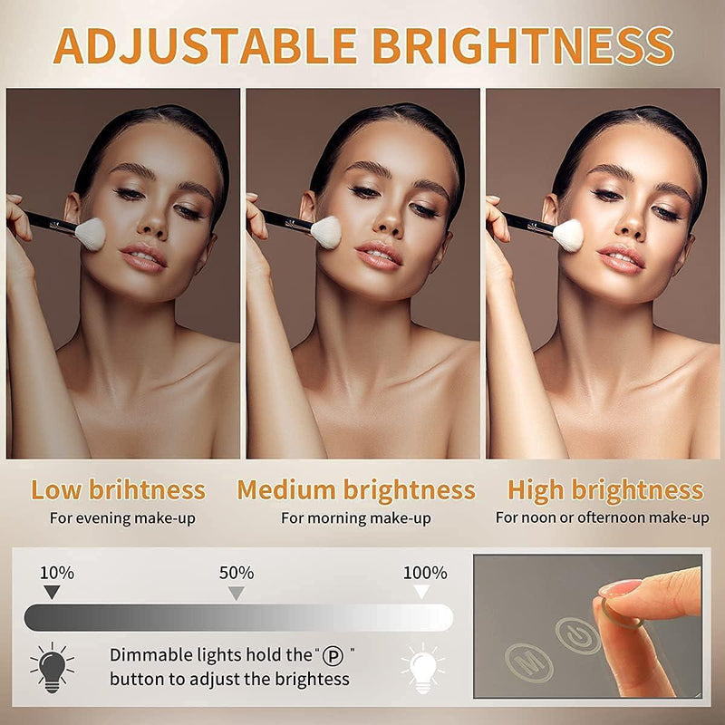 Hollywood Vanity Makeup Mirror LED Lights Dimmable USB Mode 58 x 46cm FENCHILIN