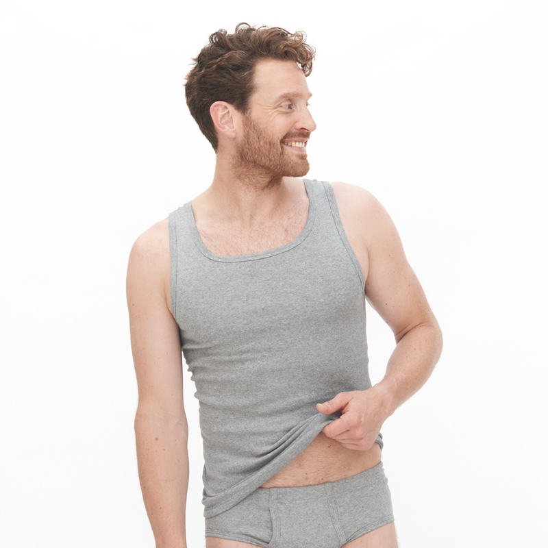 Organic Cotton Ribbed Vest: Mens