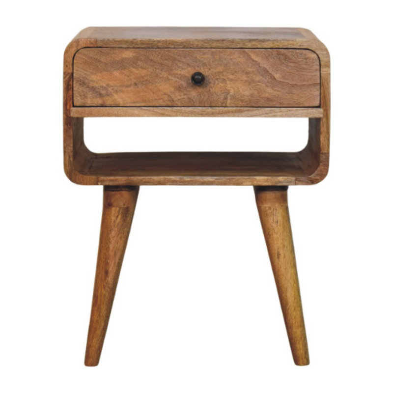 Artisan Furniture Solid Wood Avora Oak-ish Nightstand with Drawer and open slot