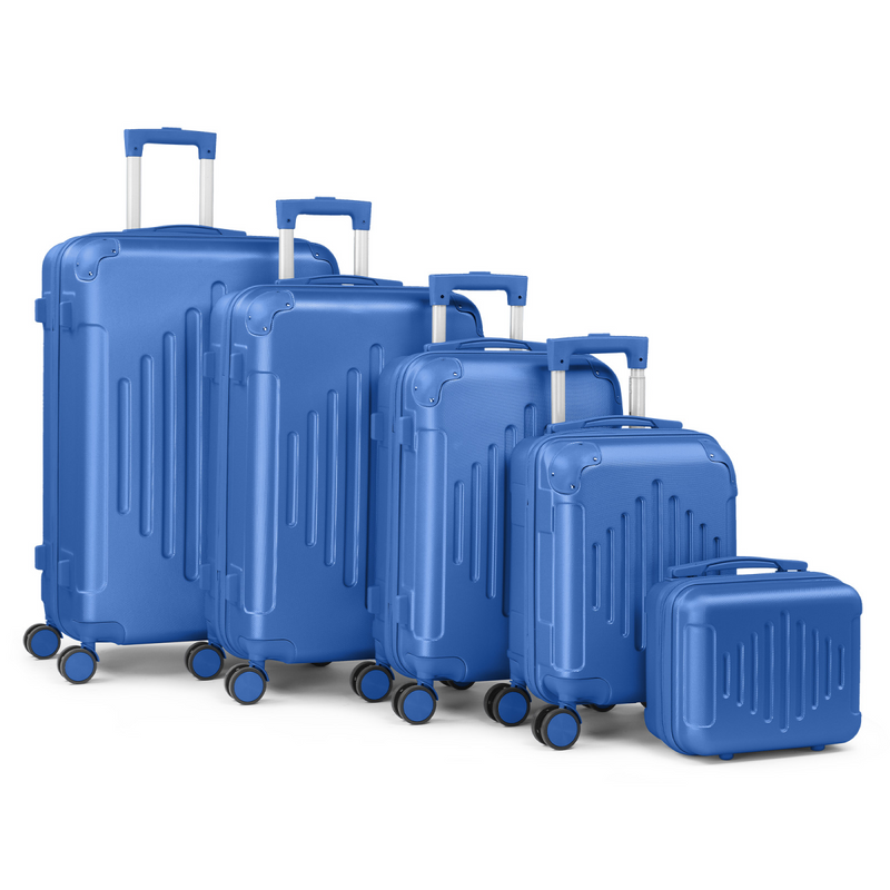 Stylish 5-Piece ABS Luggage Set with Diamond Pattern & Non-TSA Locks (Deep Blue)