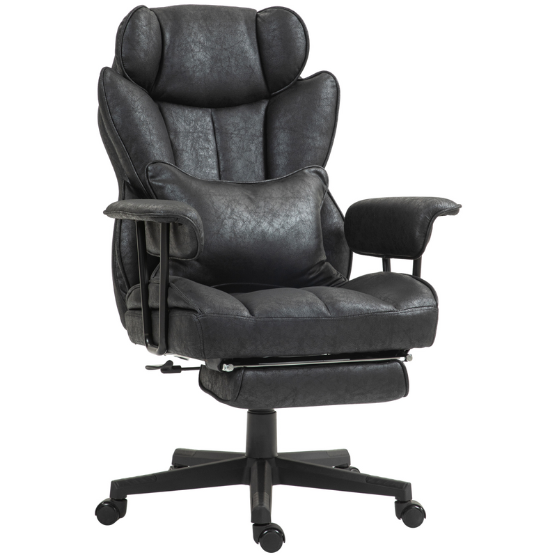 HOMCOM Office Chair, Ergonomic Desk Chair with Foot Rest, Black