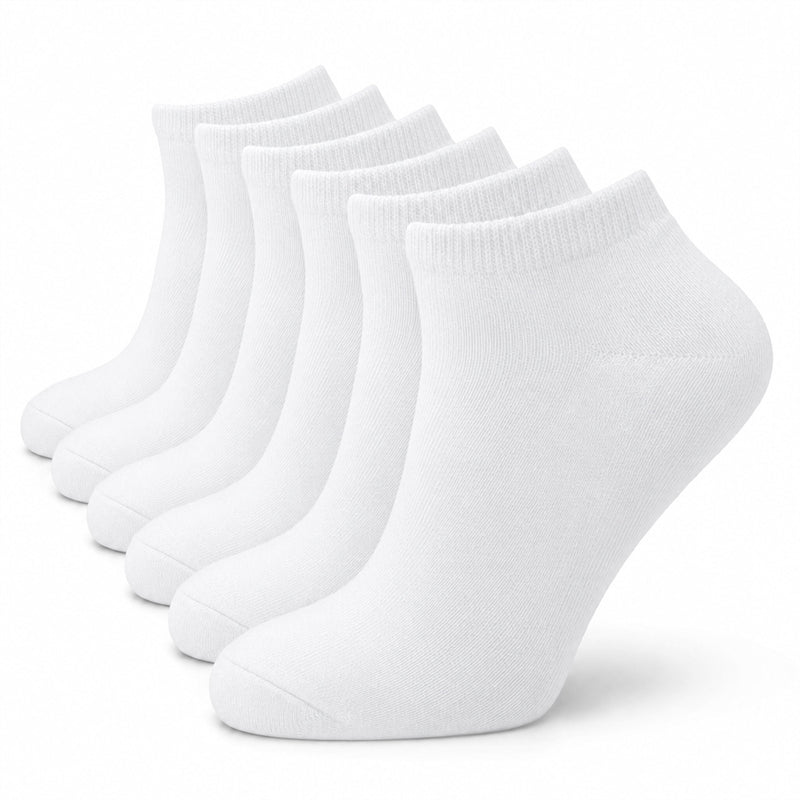 6 Pairs Mens Lightweight Breathable Cotton Blend Ankle Trainer Socks with Arch Support for Running Gym Everyday Wear in Black White Navy Grey Sizes UK 6-11 EUR 39-45 by Sock Stack