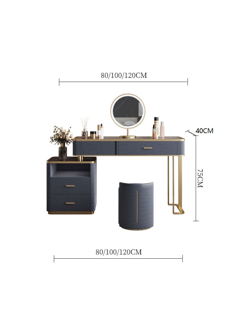 Casey-Lee Dressing Table with Mirror, Builtin Storage Box