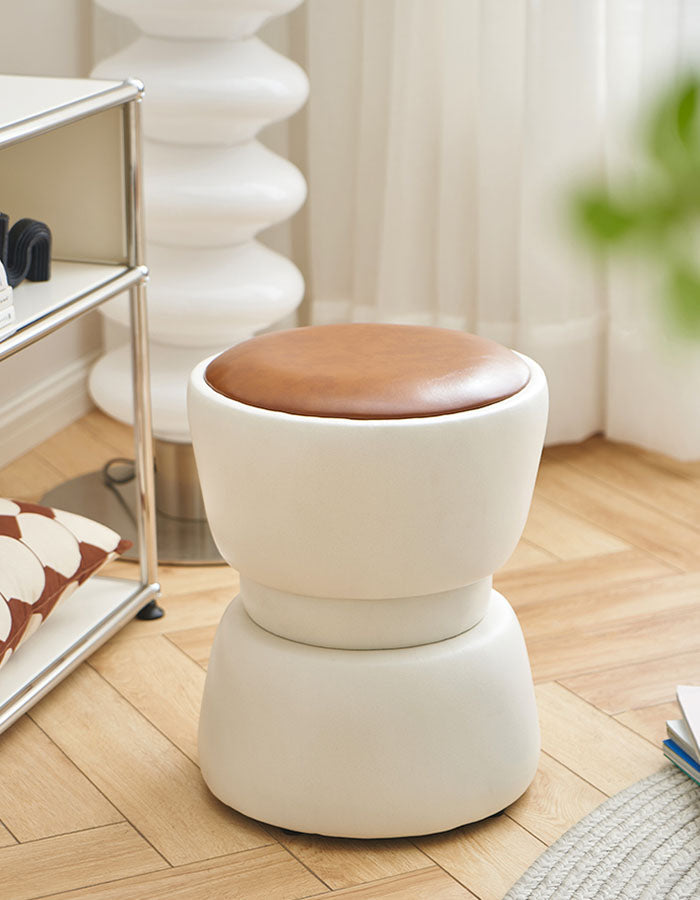 LeisureMod Modern Boyd Dressing Table Stool, Leather