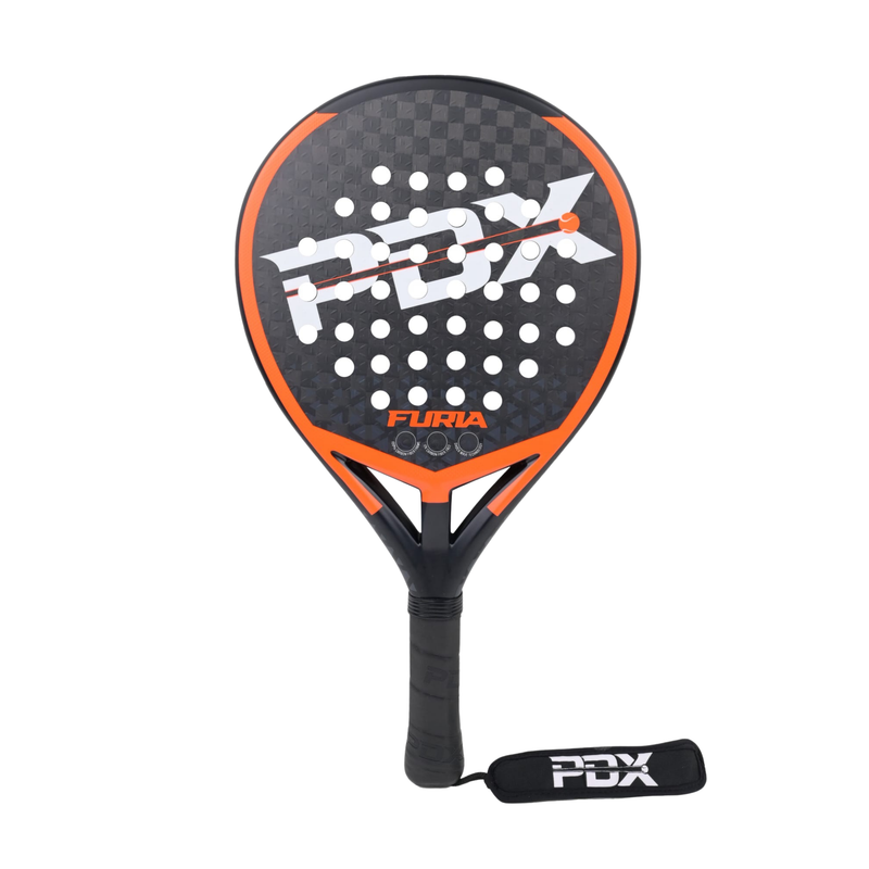PDX Furia Pro Padel Racket | Complimentary Racket Carrier Bag | Full Carbon Fibre 12K Face | 355g Hybrid | Power
