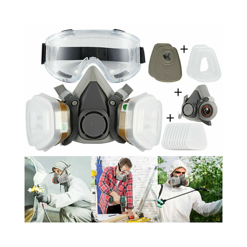 17 In 1 Full Face Mask 6200 Gas Mask Facepiece Spray Respirator Filter Chemical
