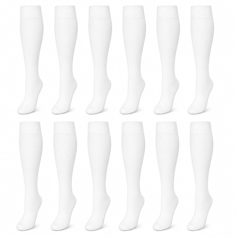 12 Pairs Girls Cotton Rich Long School Socks Durable Comfortable Breathable Sculpted Heels and Toes Sizes 9-12 12-3 4-6 Navy Grey Black White by Sock Stack