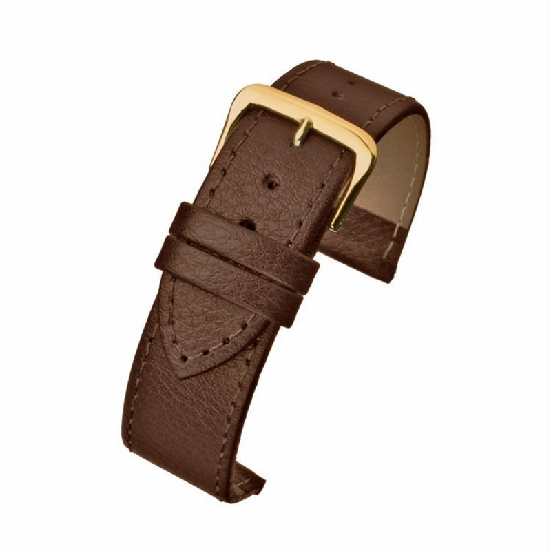 Dark Brown Buffalo Grain Leather Watch Strap 34mm