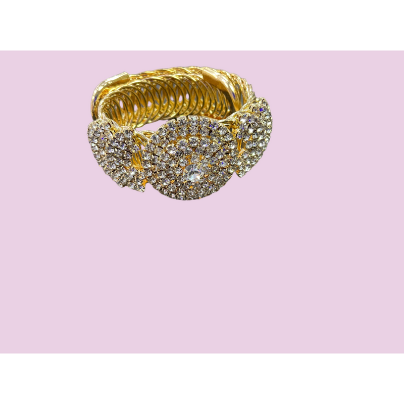 Luxe Round Crystal Cuff Gold