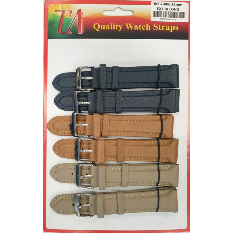 R007-006 22MM 5PK PADDED COLOUR WATCH STRAPS