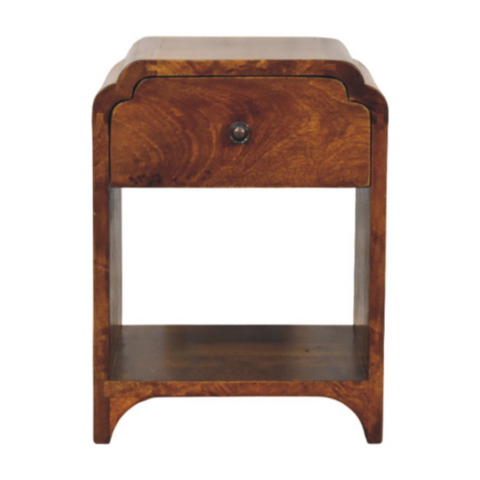 Artisan Furniture Solid Wood Newton Mini Chestnut Nightstand with a drawer and open shelf