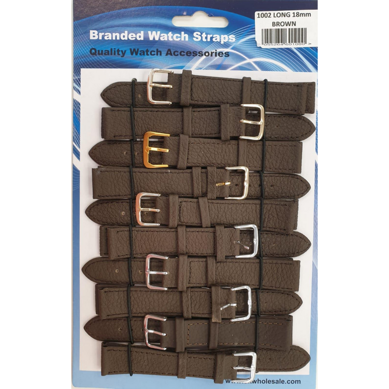 Brown Leather Extra Long Watch Straps Pk10 size 14mm 1002BR