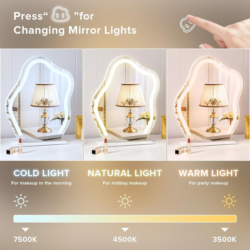 Cloud Vanity Mirror with Lights 45x55cm LED Makeup Mirror FENCHILIN