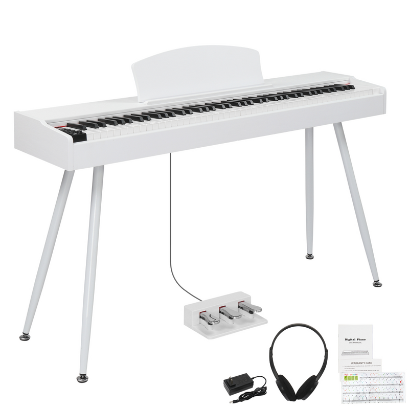 GDP-203 88 Key Standard Full Weighted Keyboard Digital Piano with Metal Stand, Power Adapter, Triple Pedals, Headphones for All Experience Levels White Colour