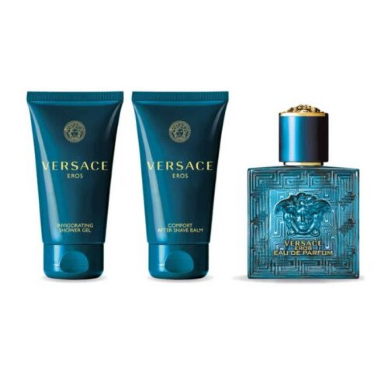 Versace Eros Gift Set (Eau De Toilette Spray 50ml  Shower Gel 50ml  Aftershave Balm 50ml)
