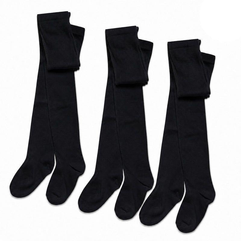3 Pairs Girls Cotton Lycra Back To School Tights Cotton Rich Long Socks Stylish Comfortable Durable For Uniforms Everyday Wear Ages 3-12 Years by Sock Stack