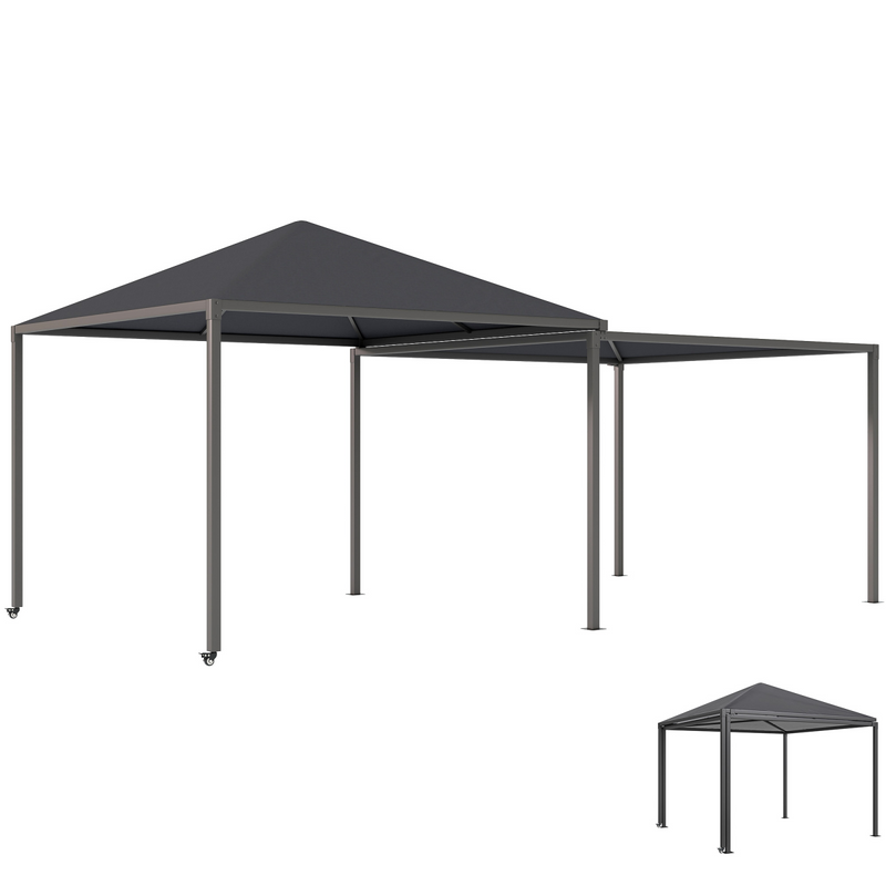 Outsunny 3 x 3(m) Garden Gazebo Canopy with Extendable Awning and Wheels