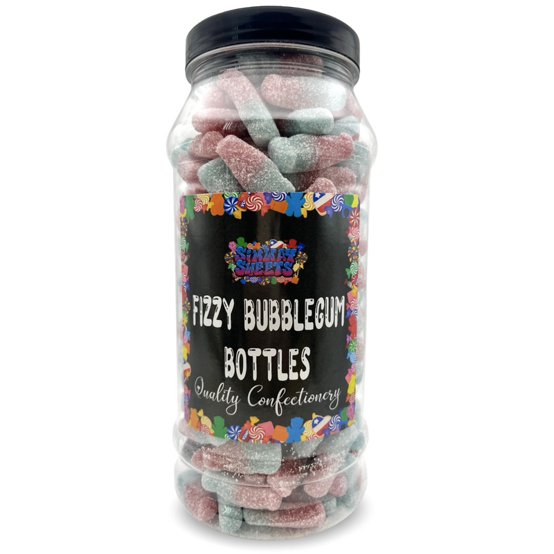 Fizzy Bubblegum Bottles Pink and Blue Bottles Retro Sweets Gift Jar - 685g