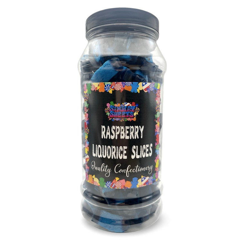 Blue Raspberry Liquorice Slices Jelly Gummy Retro Sweets Gift Jar - 700g
