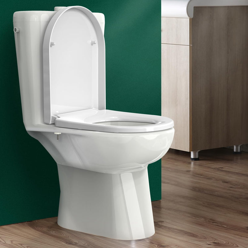 D Shape Toilet Seat Soft Close Quick Release Antibacterial White STOREMIC