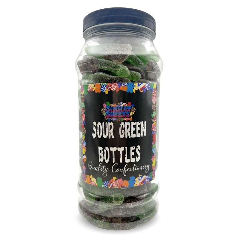Sour Green Cola Bottles Retro Fizzy Gummy Sweets Gift Jar - 695g