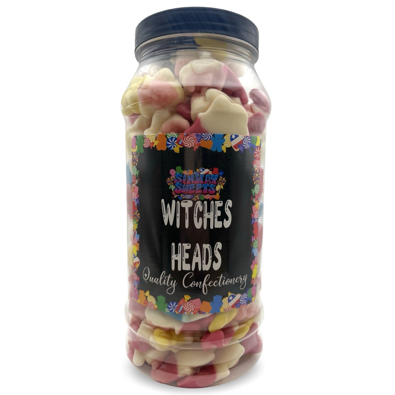 Jelly Witches Heads Sweets Gummy Retro Sweets Gift Jar - 705g