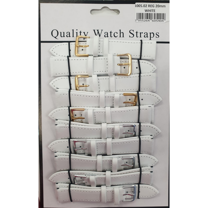 Leather White Watch Straps Pk10 size 20mm 1005.02