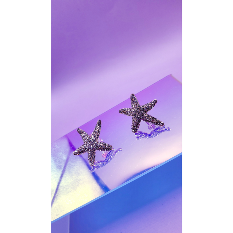 Starfish Crystal Non Pierced Clip On Earrings