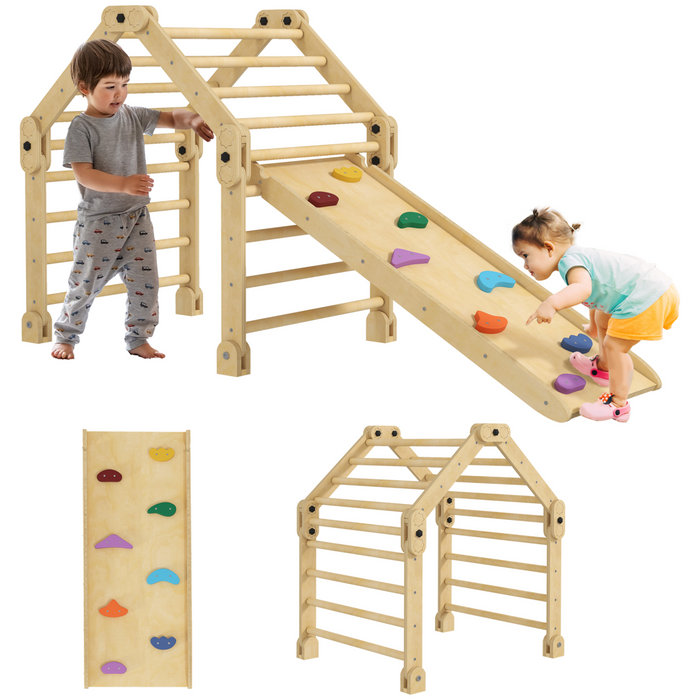 AIYAPLAY 3 in 1 Kids Climbing Set, Foldable Toddler Climbing Toys with Ramp